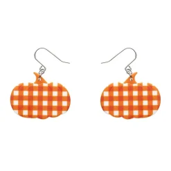 Pumpkin Gingham Drop Earrings - Orange^Erstwilder Discount