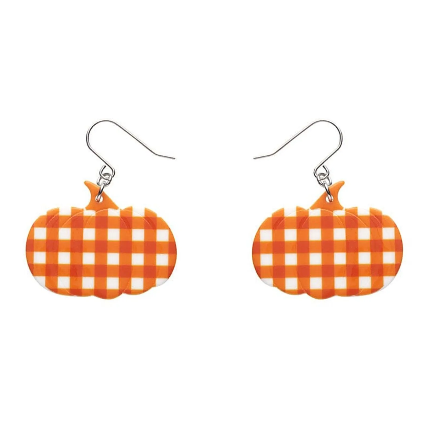 Pumpkin Gingham Drop Earrings - Orange^Erstwilder Discount