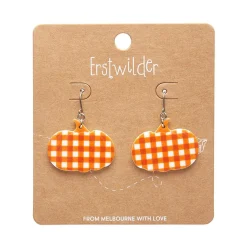 Pumpkin Gingham Drop Earrings - Orange^Erstwilder Discount