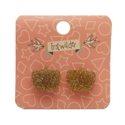 Pumpkin Glitter Resin Stud Earrings - Gold^Erstwilder Sale