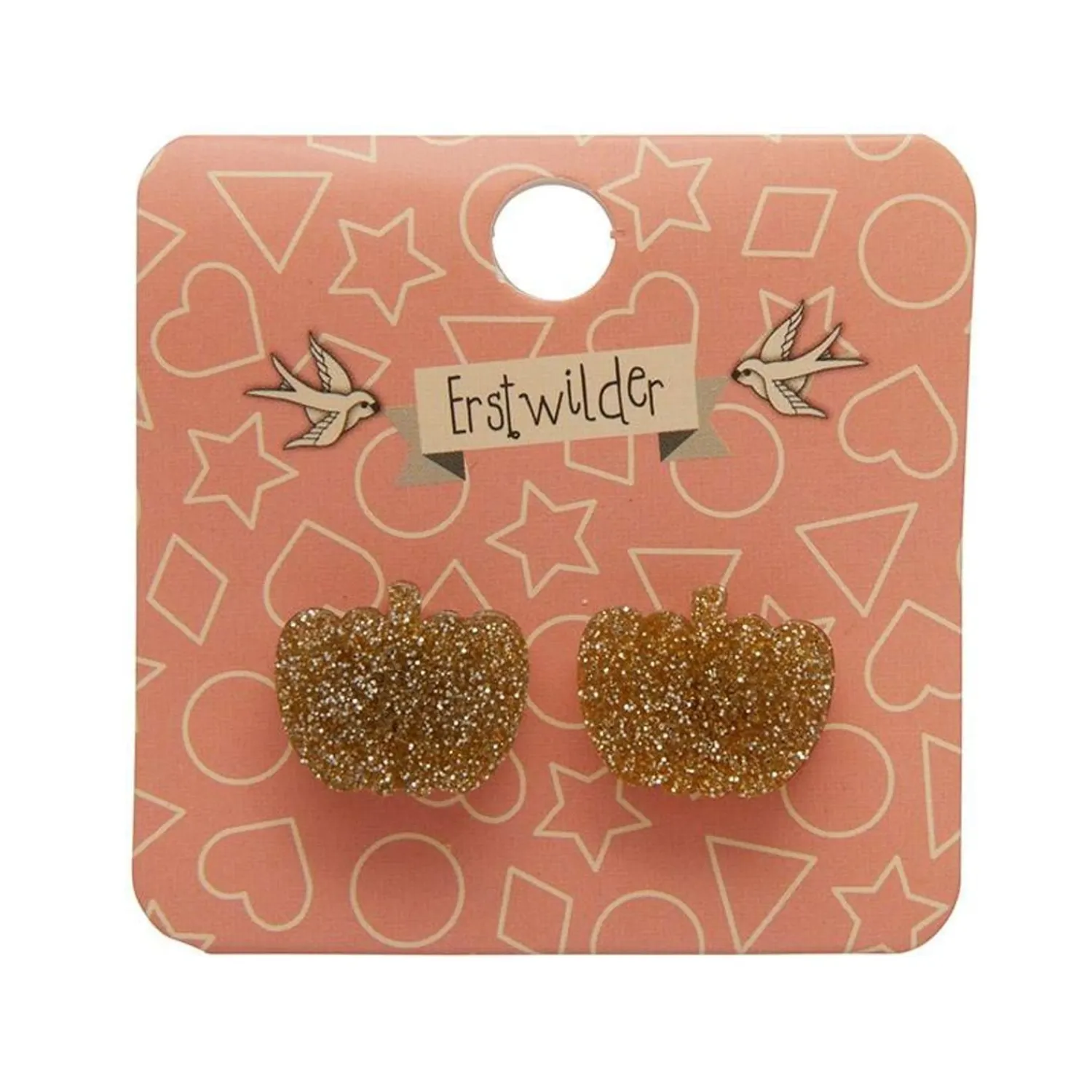 Pumpkin Glitter Resin Stud Earrings - Gold^Erstwilder Sale
