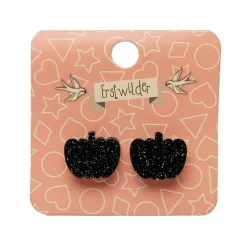 Pumpkin Glitter Resin Stud Earrings - Black^Erstwilder