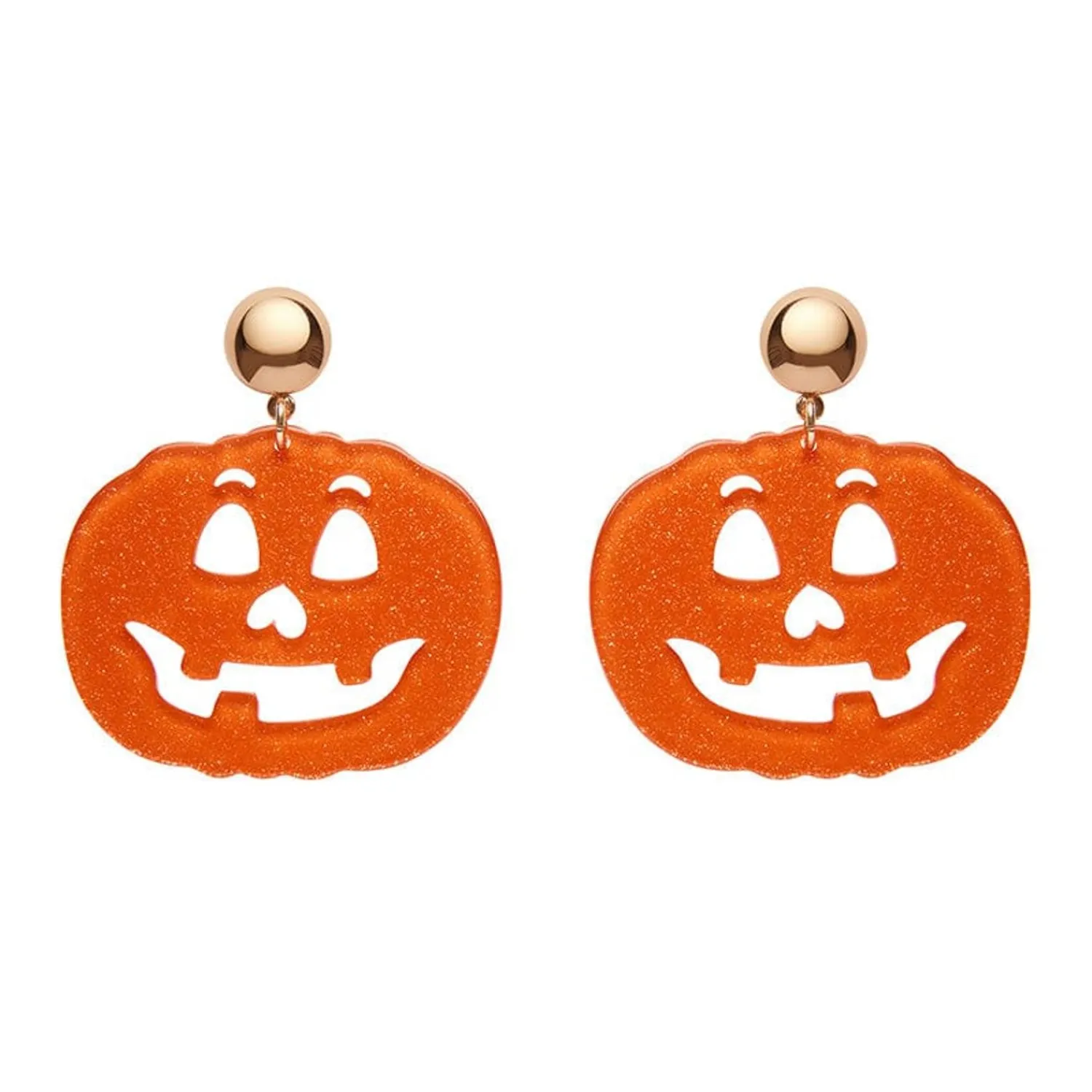 Pumpkin Glitter Statement Earrings - Orange^Erstwilder Outlet