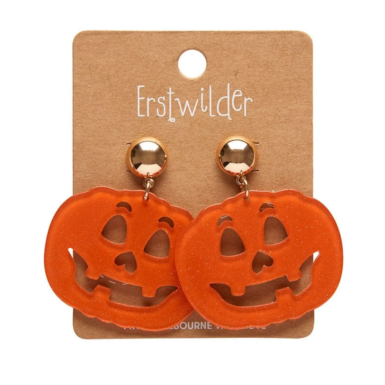 Pumpkin Glitter Statement Earrings - Orange^Erstwilder Outlet