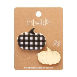 Pumpkin Patch Mini Brooch Set - Gold & Black Gingham^Erstwilder Best