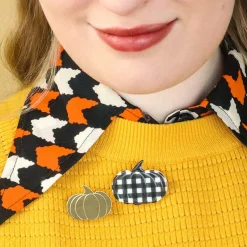 Pumpkin Patch Mini Brooch Set - Gold & Black Gingham^Erstwilder Best