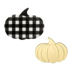 Pumpkin Patch Mini Brooch Set - Gold & Black Gingham^Erstwilder Best