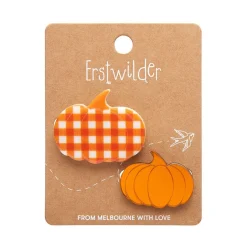 Pumpkin Patch Mini Brooch Set - Orange & Orange Gingham^Erstwilder Hot