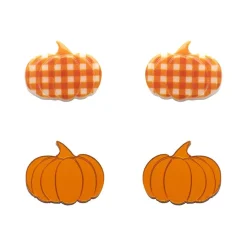 Pumpkin Patch Stud Earrings Set - Orange & Orange Gingham^Erstwilder