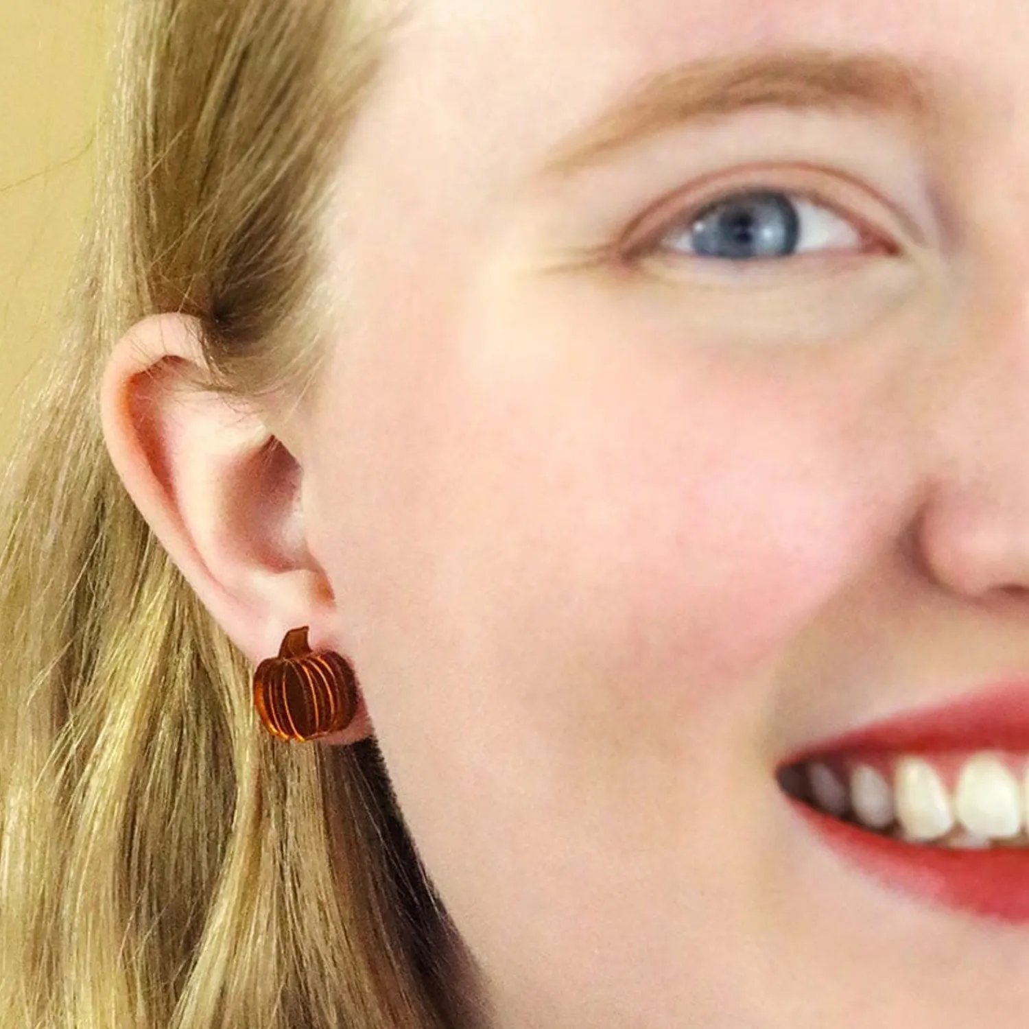 Pumpkin Patch Stud Earrings Set - Orange & Orange Gingham^Erstwilder