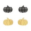 Pumpkin Patch Stud Earrings Set - Gold & Black Gingham^Erstwilder Best