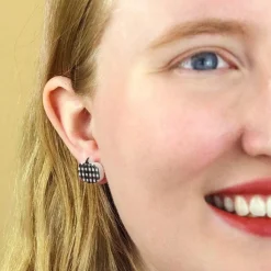 Pumpkin Patch Stud Earrings Set - Gold & Black Gingham^Erstwilder Best