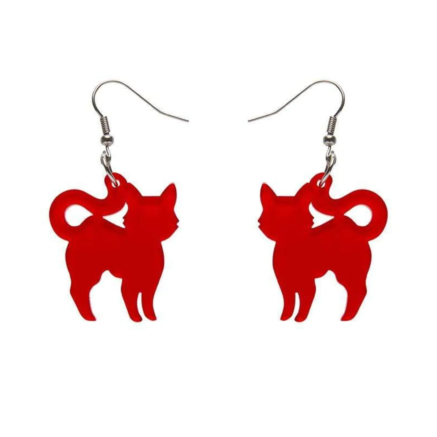 Pussy Cat Bubble Resin Drop Earrings - Red^Erstwilder
