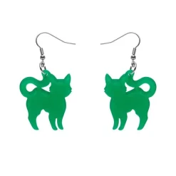 Pussy Cat Bubble Resin Drop Earrings - Green^Erstwilder Online