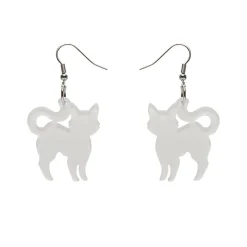 Pussy Cat Bubble Resin Drop Earrings - White^Erstwilder