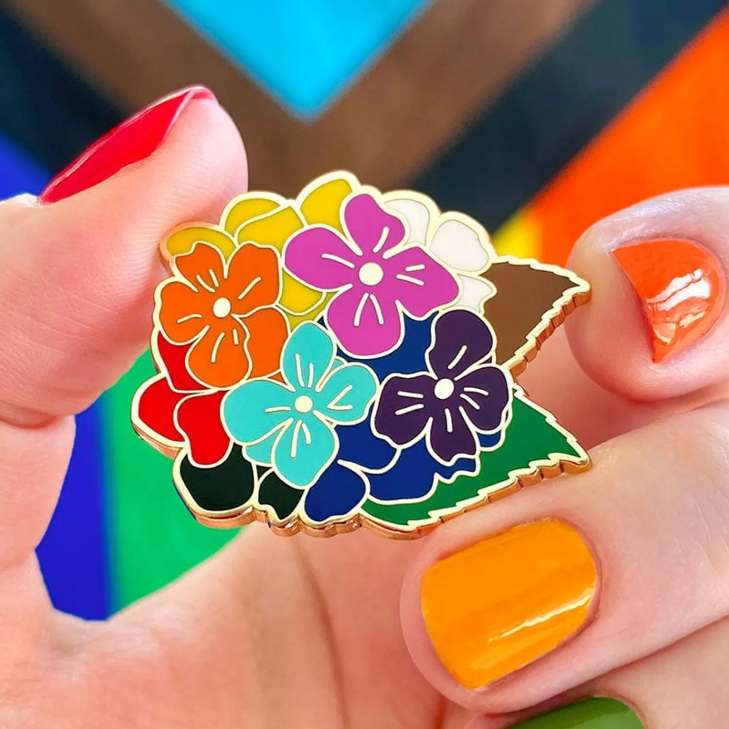 Rainbow Heartfelt Hydrangea Enamel Pin^Erstwilder Discount