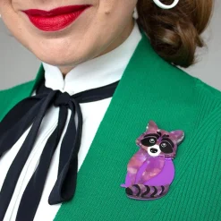 Rocket'S Riot Raccoon Brooch^Erstwilder New