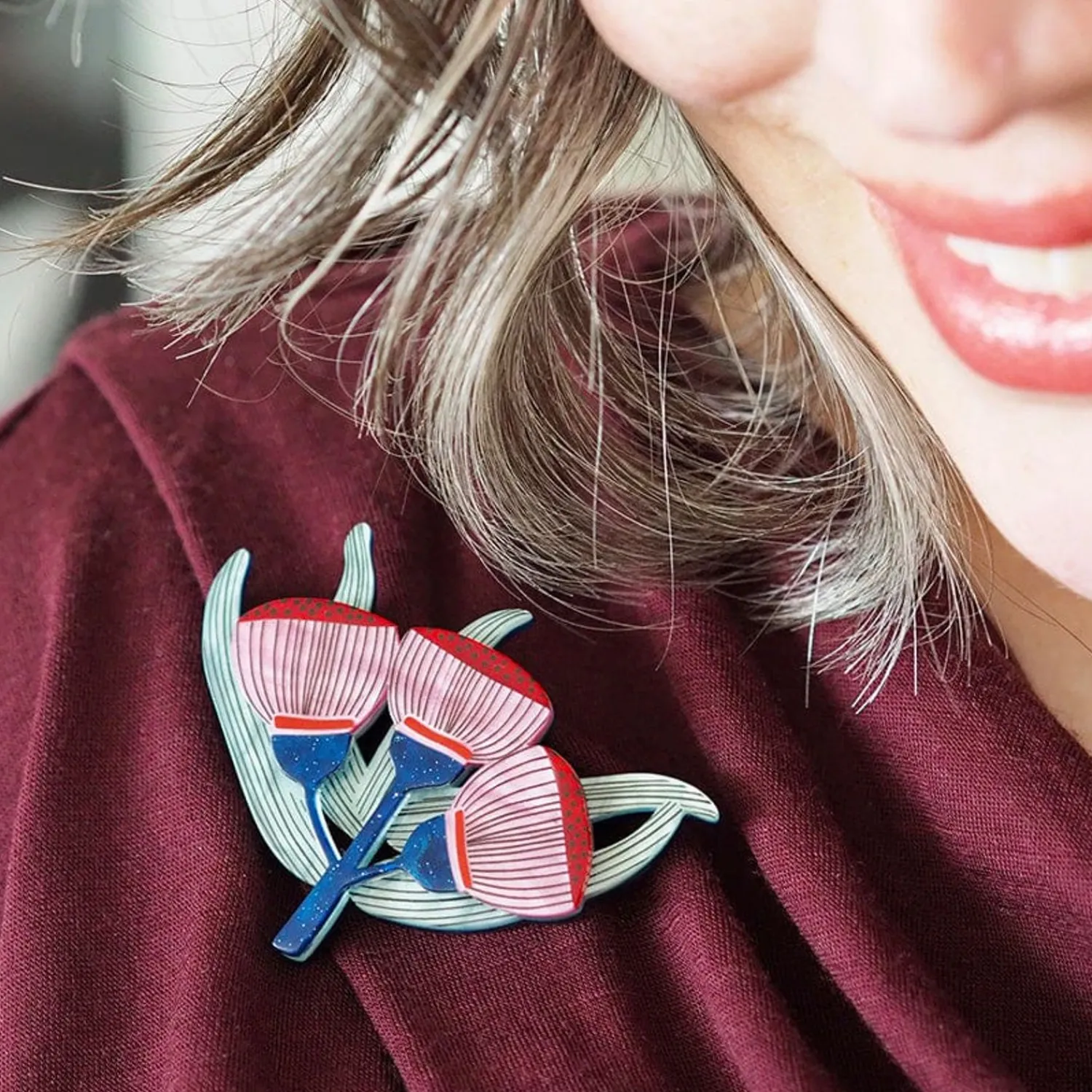 Ruby Red-Flowering Gum Brooch^Erstwilder
