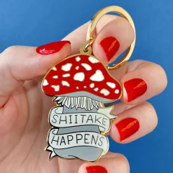 Shiitake Happens Enamel Key Charm^Erstwilder