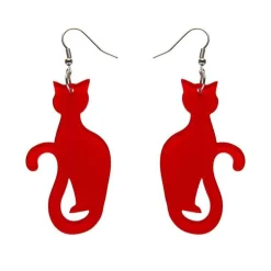 Sitting Cat Bubble Resin Drop Earrings - Red^Erstwilder Discount
