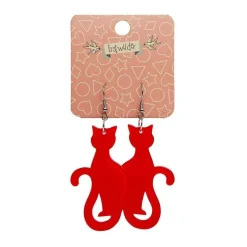 Sitting Cat Bubble Resin Drop Earrings - Red^Erstwilder Discount