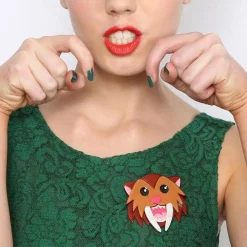 Smilodon Smiles Sabre Tooth Tiger Brooch^Erstwilder Outlet