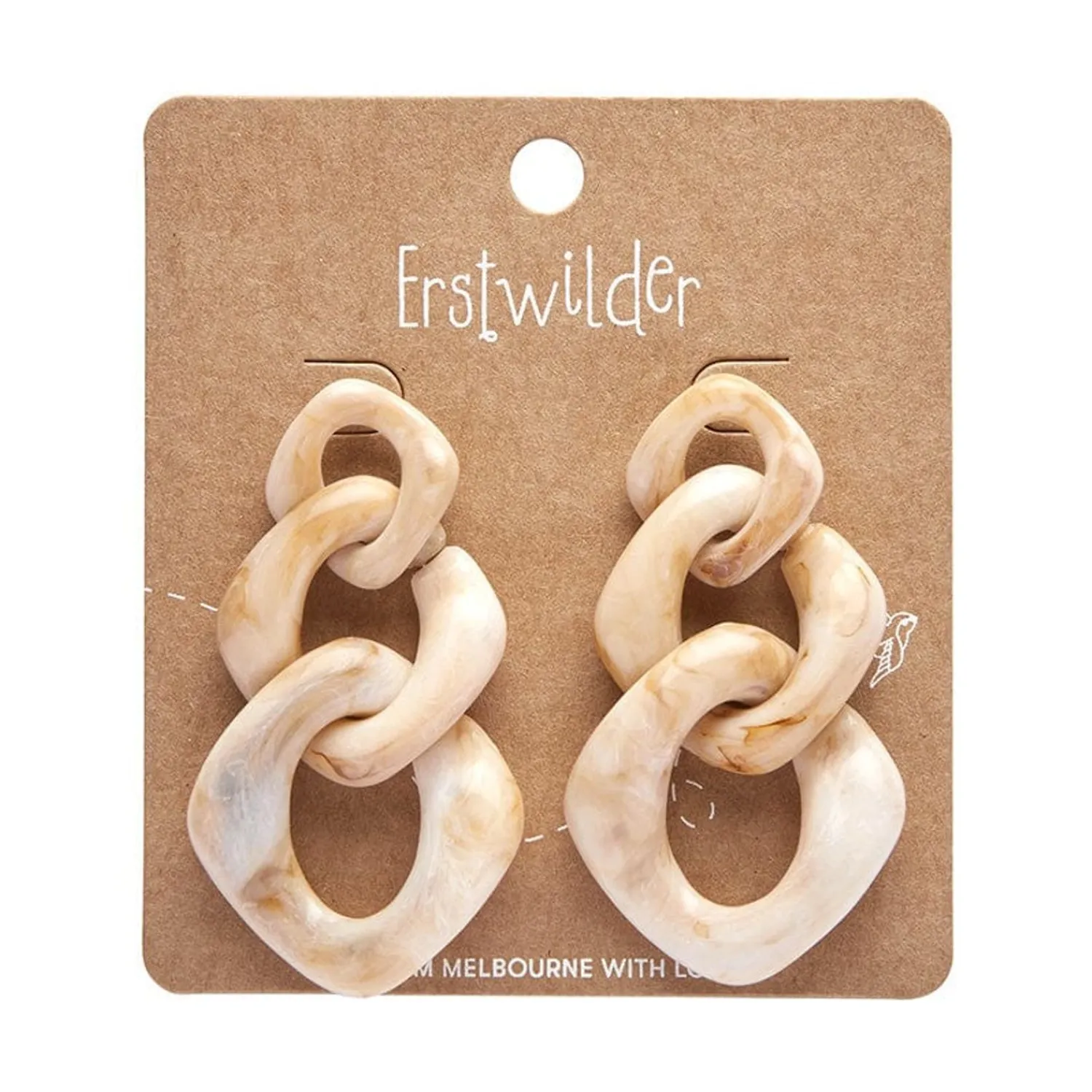Statement Marble Chain Earrings - Cream^Erstwilder Hot