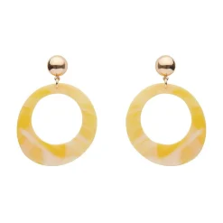 Statement Marble Resin Circle Drop Earrings - Yellow^Erstwilder Hot