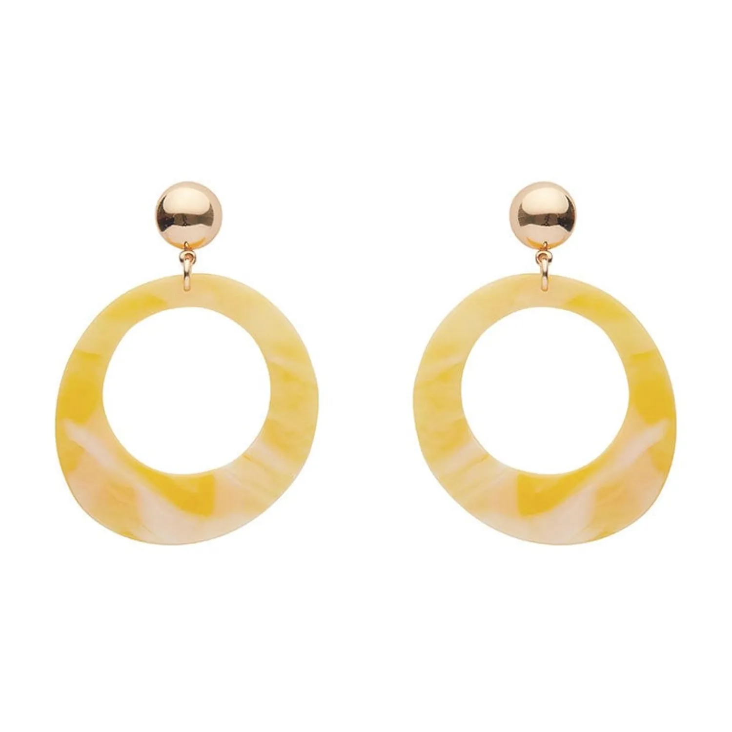 Statement Marble Resin Circle Drop Earrings - Yellow^Erstwilder Hot