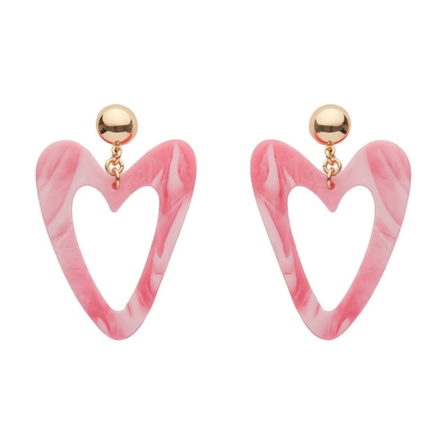 Statement Marble Resin Heart Drop Earrings - Pink^Erstwilder Best