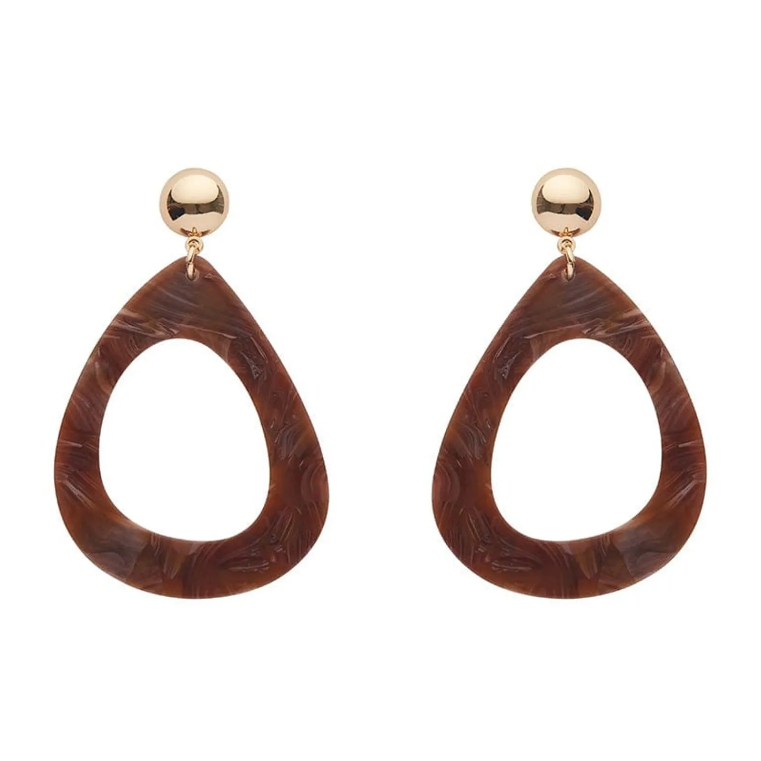 Statement Marble Resin Tear Drop Earrings - Brown^Erstwilder Online