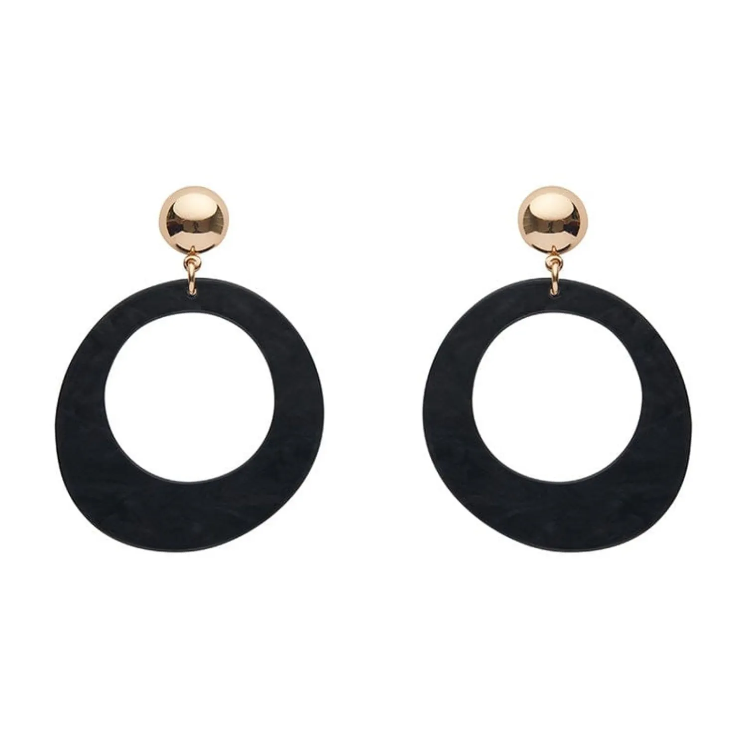Statement Ripple Resin Circle Drop Earrings - Black^Erstwilder Best