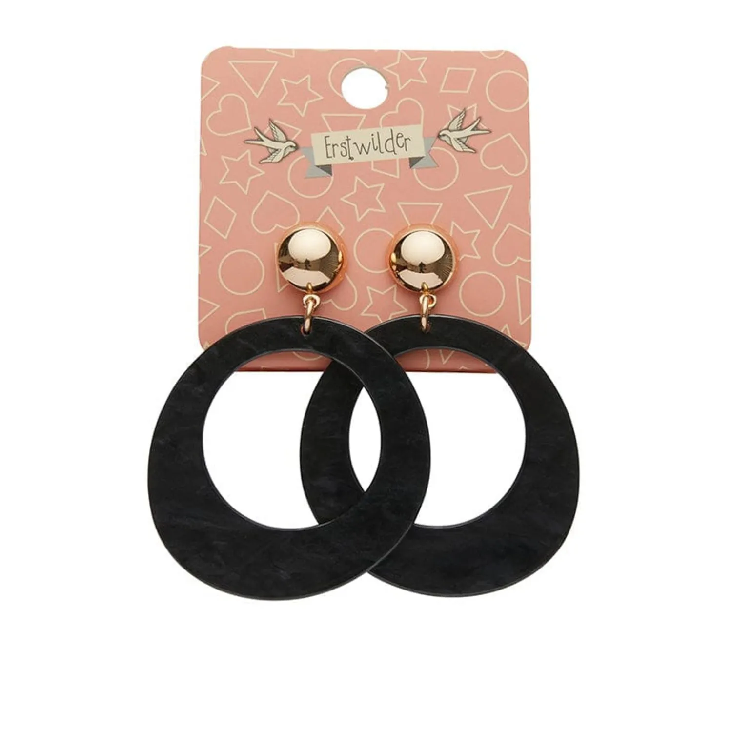 Statement Ripple Resin Circle Drop Earrings - Black^Erstwilder Best