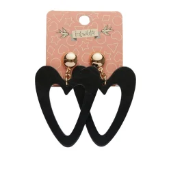 Statement Ripple Resin Heart Drop Earrings - Black^Erstwilder