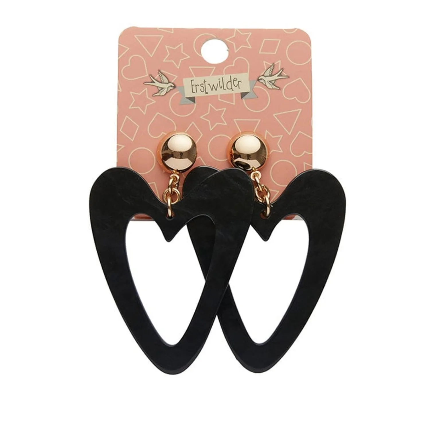 Statement Ripple Resin Heart Drop Earrings - Black^Erstwilder