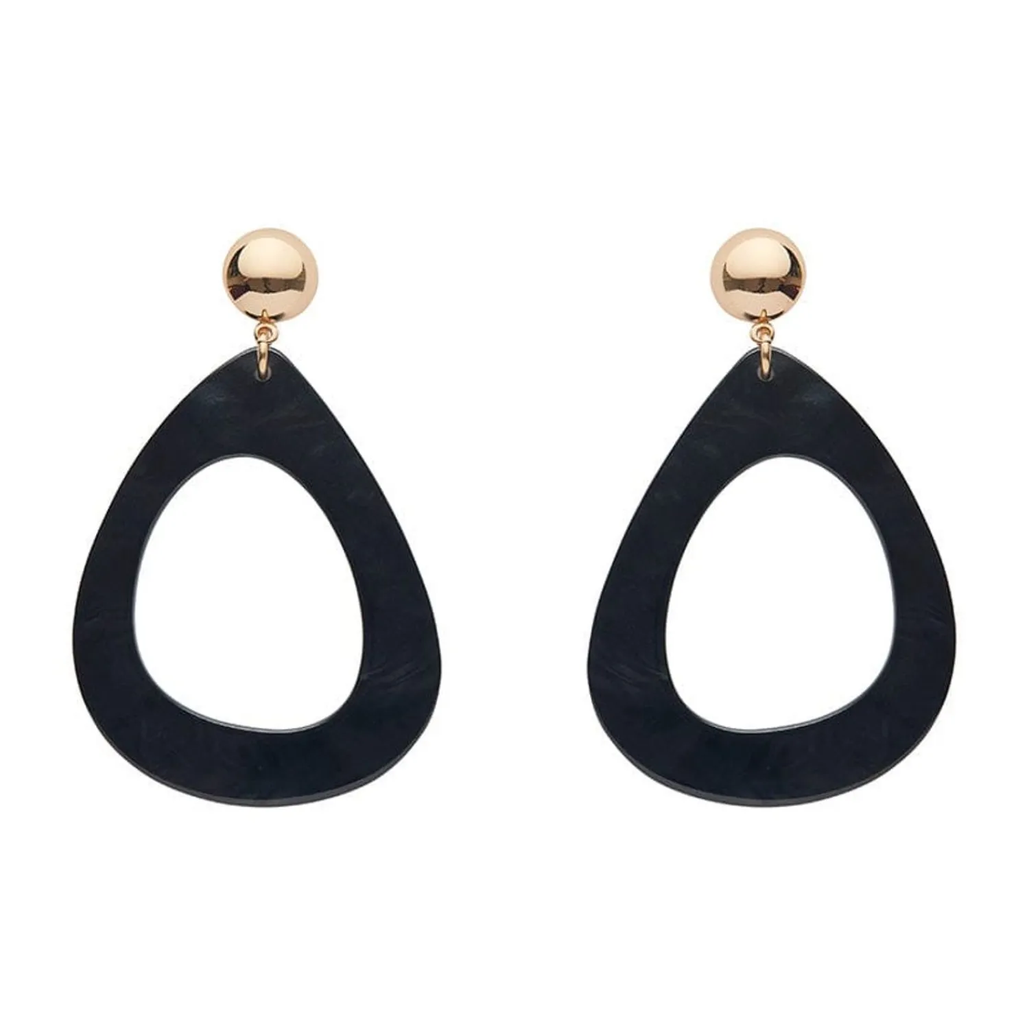 Statement Ripple Resin Tear Drop Earrings - Black^Erstwilder New