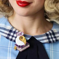Studious Snow Owl Brooch^Erstwilder New