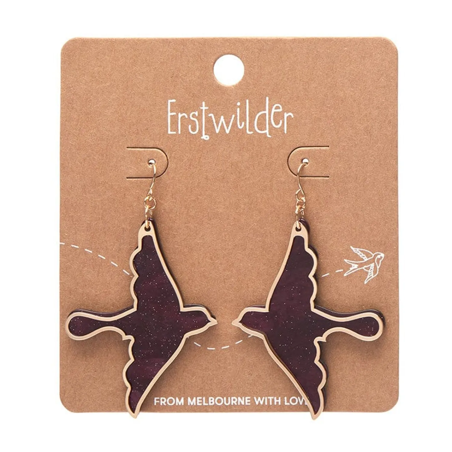 Swallow Ripple Glitter Resin Drop Earrings - Burgundy^Erstwilder Discount