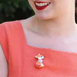 The Footloose Fox Mini Brooch^Erstwilder New