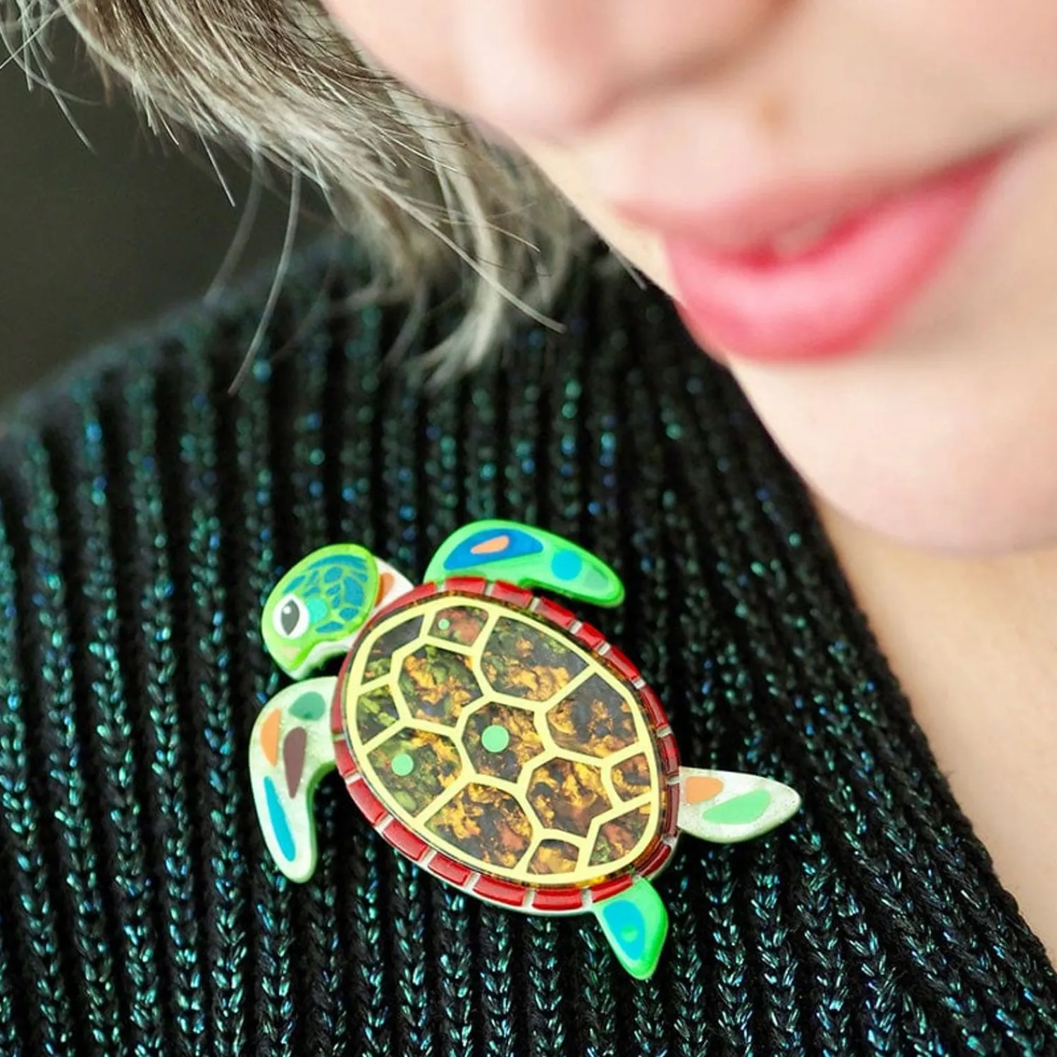 The Graceful Green Sea Turtle Brooch^Erstwilder