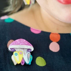 The Whimsical White Spotted Jellyfish Brooch^Erstwilder Online